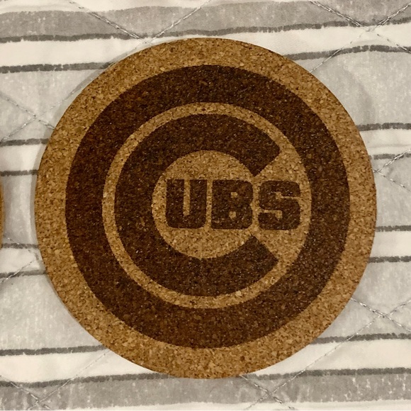 Chicago Sports Teams Laser Engraved Cork Coasters Lot of 4 - Picture 5 of 7